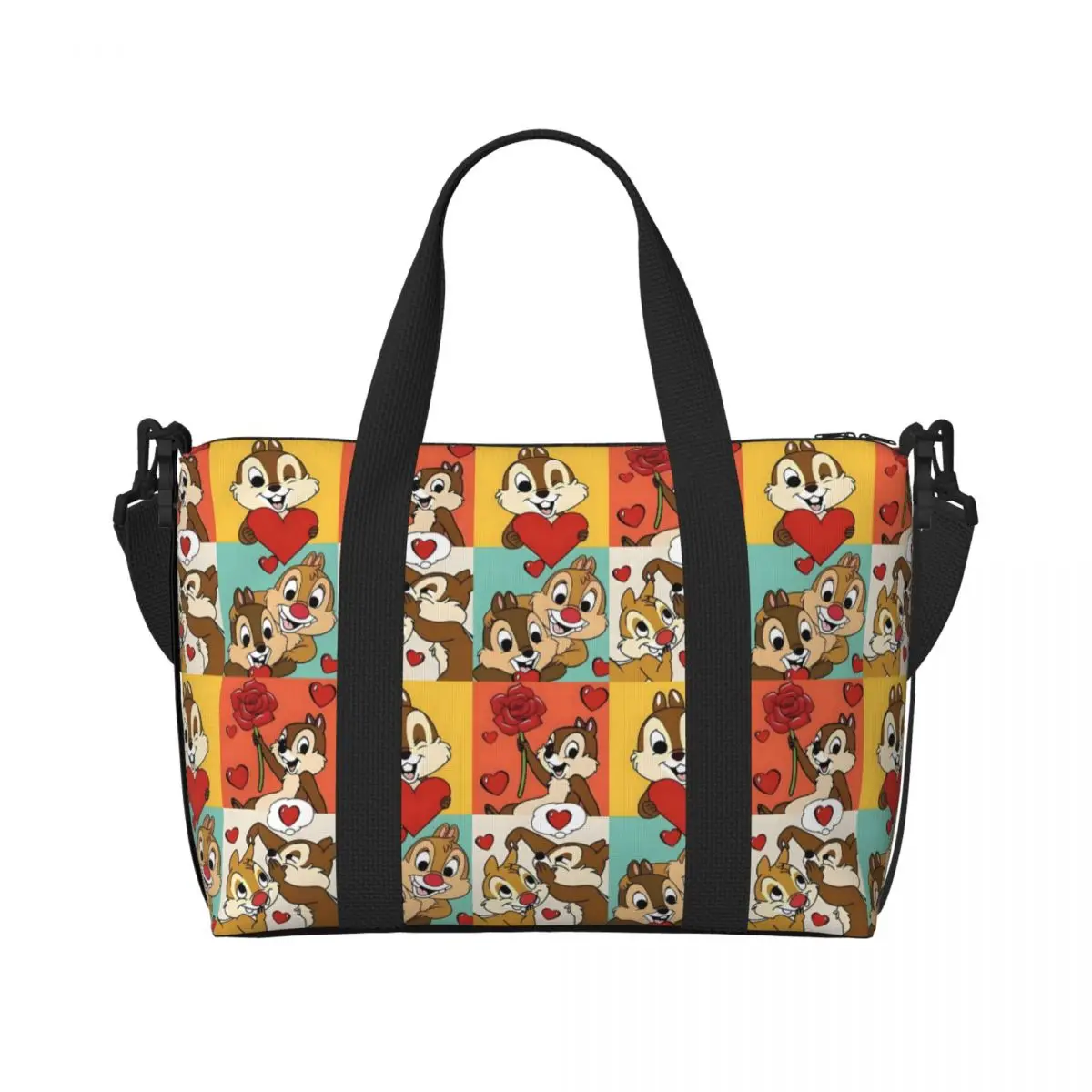 

Custom Chip 'n' Dale Groceries Tote Shopping Bag Women Big Capacity Squirrel Cartoons Beach Gym Travel Bags