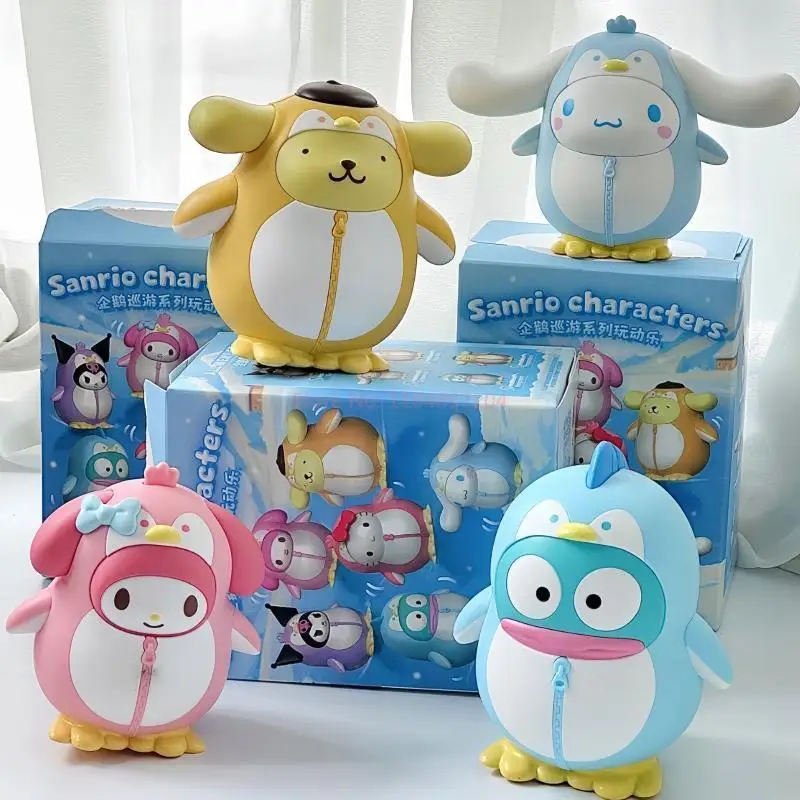 

Подлинная серия Sanrio Family Penguin Parade, забавная глухая коробка, модная настольная мелодия Куроми, украшения «Hello Kitty», милый подарок на день рождения