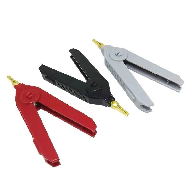 1PCS/sets Alligator Clip 90mm Kelvin Copper Gold Plate Clip Grey+Black+Red Positive and negative duckbill clip