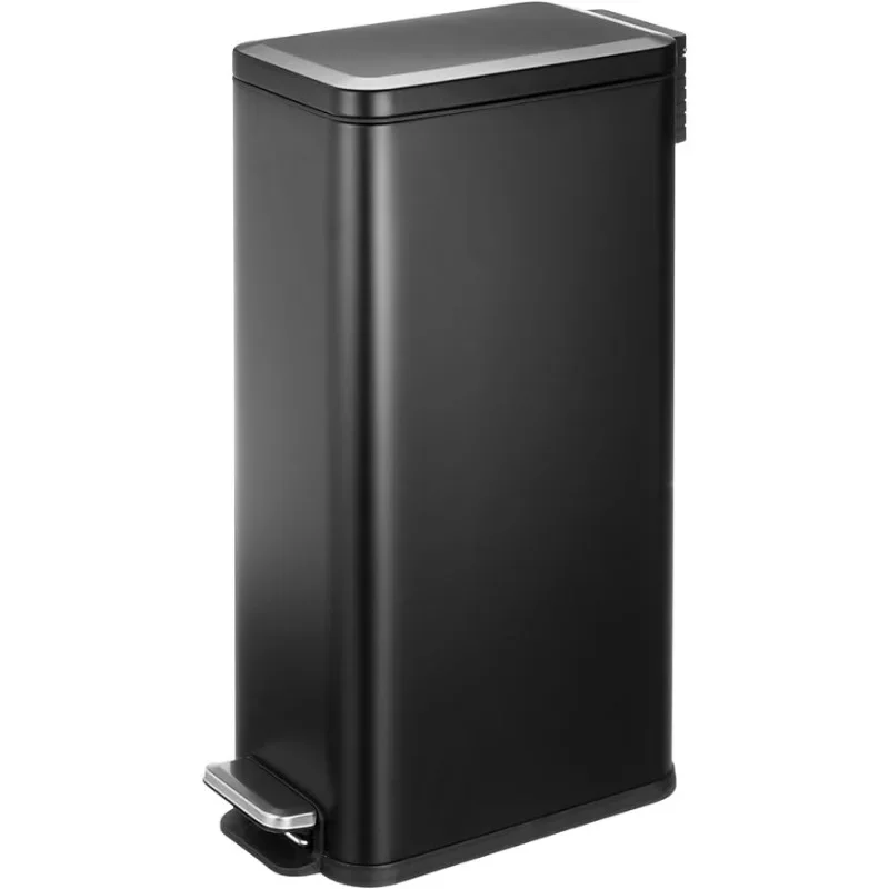 

Slim Metal Rectangle 7.9 Gallon Trash Can with Step Pedal, Easy-Close Lid,Removable Liner - Narrow Wastebasket Garbage Container