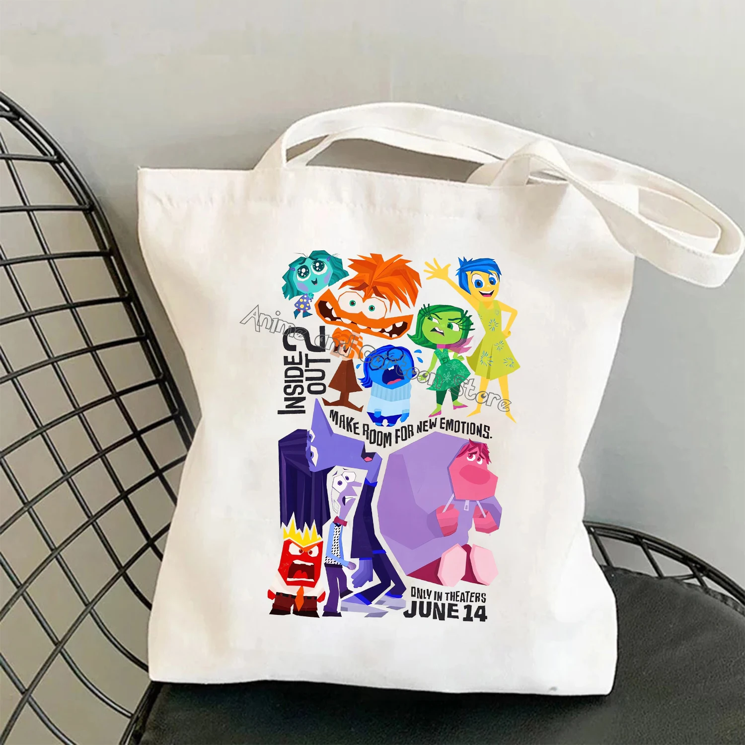 Inside Out 2 borse di tela Cute Disney Cartoon stampato borse a tracolla borse a tracolla per le donne Shopping Bag borsa da viaggio regalo