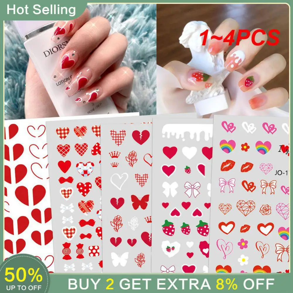 

1~4PCS Nail Stickers Adorable Vibrant Nail Stickers Spring Popular Nail Accessories Hot Item Strawberry Trendy Fashionable