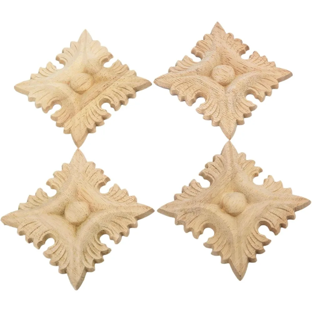 

Wood Carving Decals, 4-pack of Square Carved Stickers, Pattern B, 8x8 Cm / 3.15x3.15 Inches