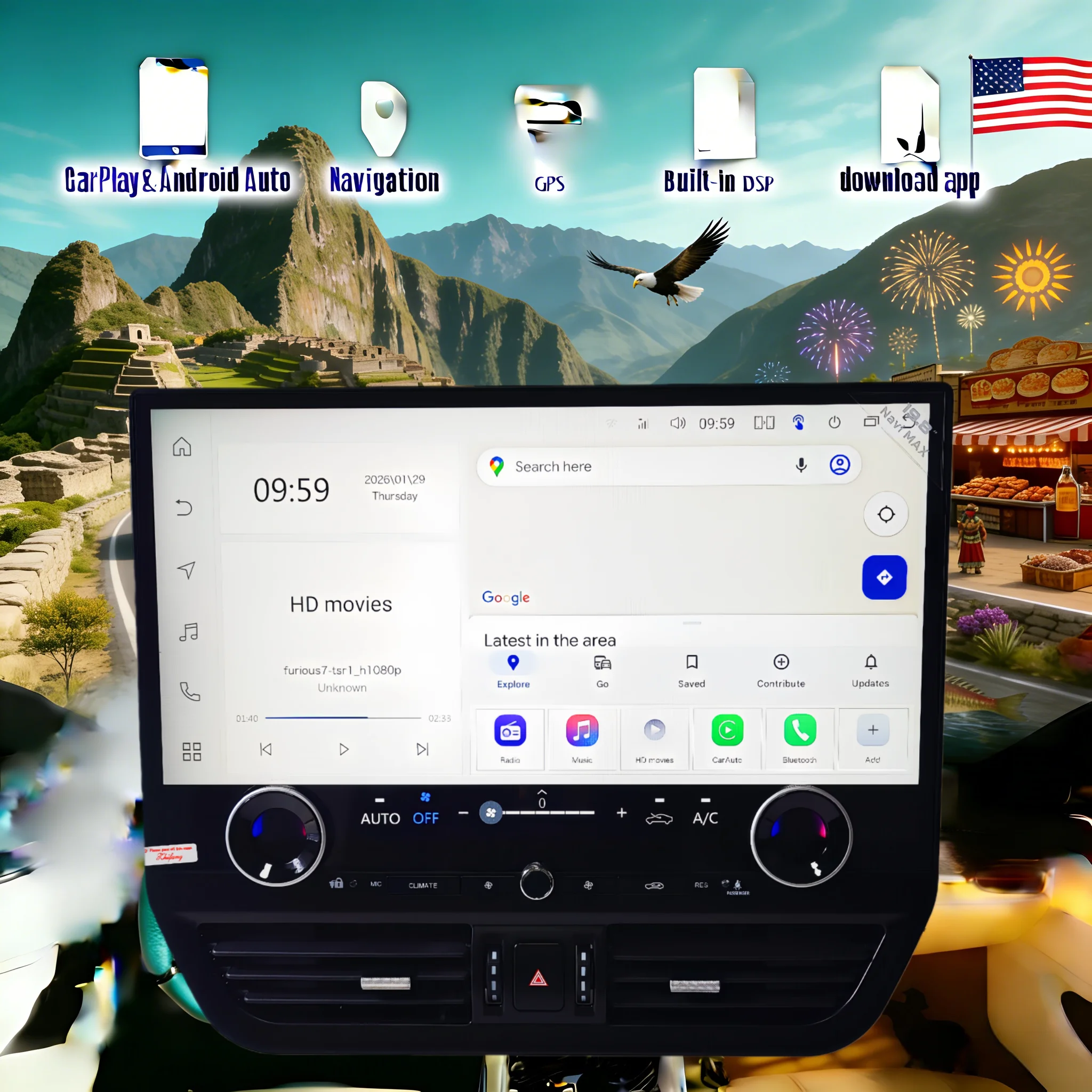 

19,8-дюймовый Android 14 CarPlay Auto для Lexus LX570 2007-2015: Автомобильное радио, мультимедийный стереоплеер, GPS-навигатор, головное устройство