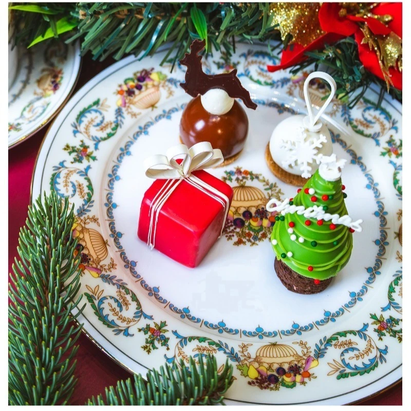 Feast British bone china tea tableware afternoon tea snack plate dessert plate three-layer plate