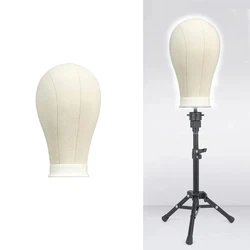 21-23inch Canvas Wig Head Wig Stand Mannequin Head for Hairstyling Displaying Model head stand floor tripod