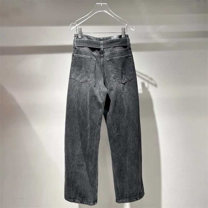 Damenjeans 2026 Frühjahr neue Low-Waist-Slim-Fit-Hose mit geradem Bein Gürteldekoration Baumwolle Hose mit geradem Bein Damenhose