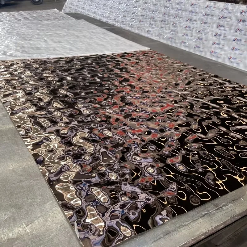 Custom Processed Stainless Steel Water Ripple Plate,Embossed Metal Wave Panel for Ceiling Pendant,Lobby Bar Wall Decoration