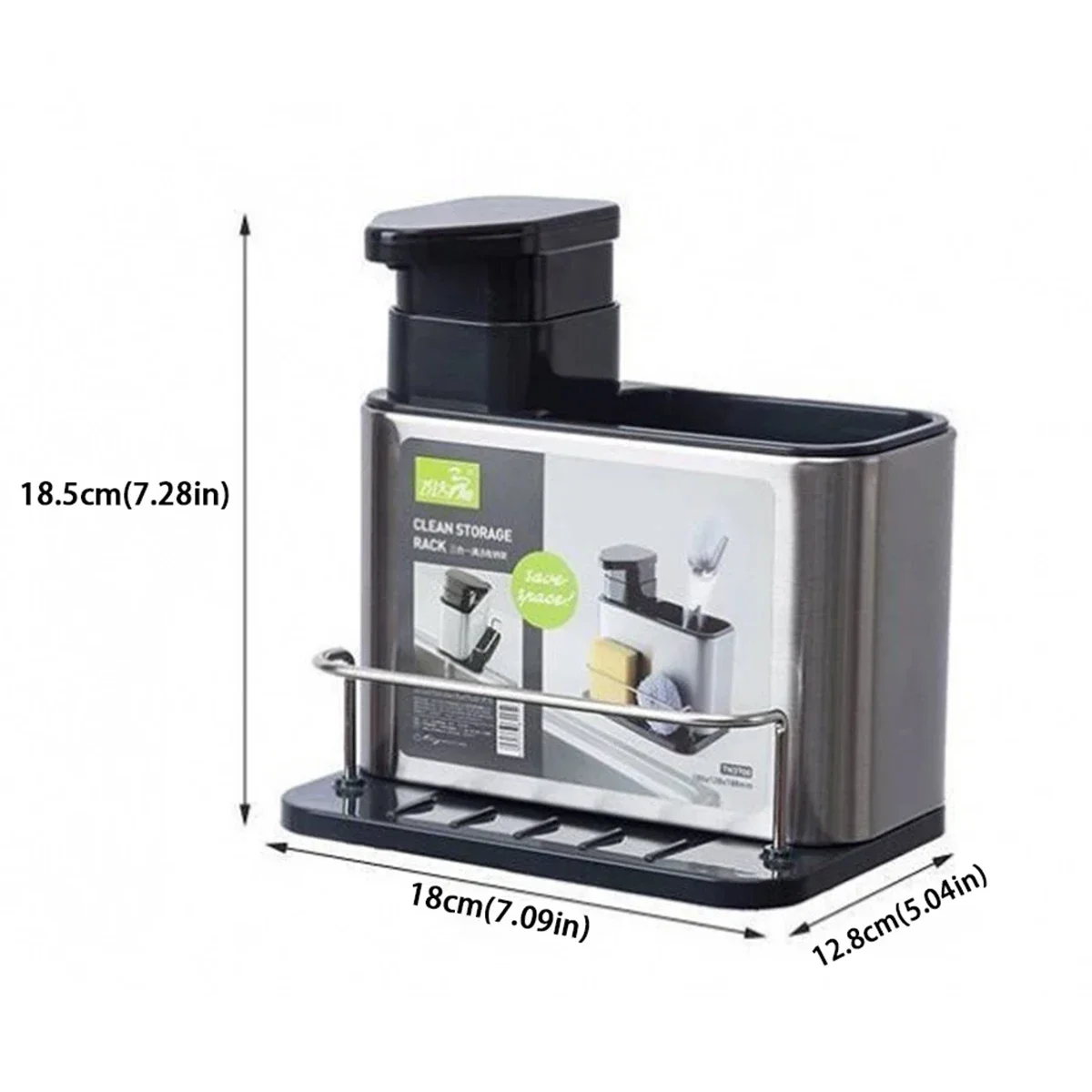 3-In-1 Kitchen Soap Dispenser Sponge Holder Stainless Steel Sink Organizer Rack Sink Organizer Tray Drainer Rack Rustproof