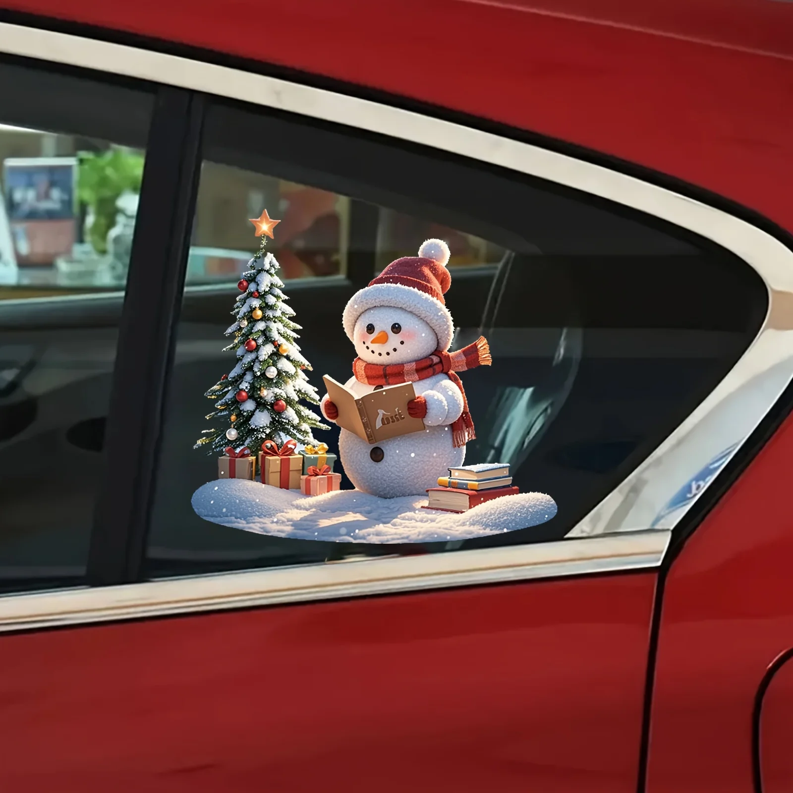 1PC Festive Snowman & Xmas Tree Sticker for Vehicle & Craft Accents" Sticker, Perfect for Notebook Covers, Gift Boxes