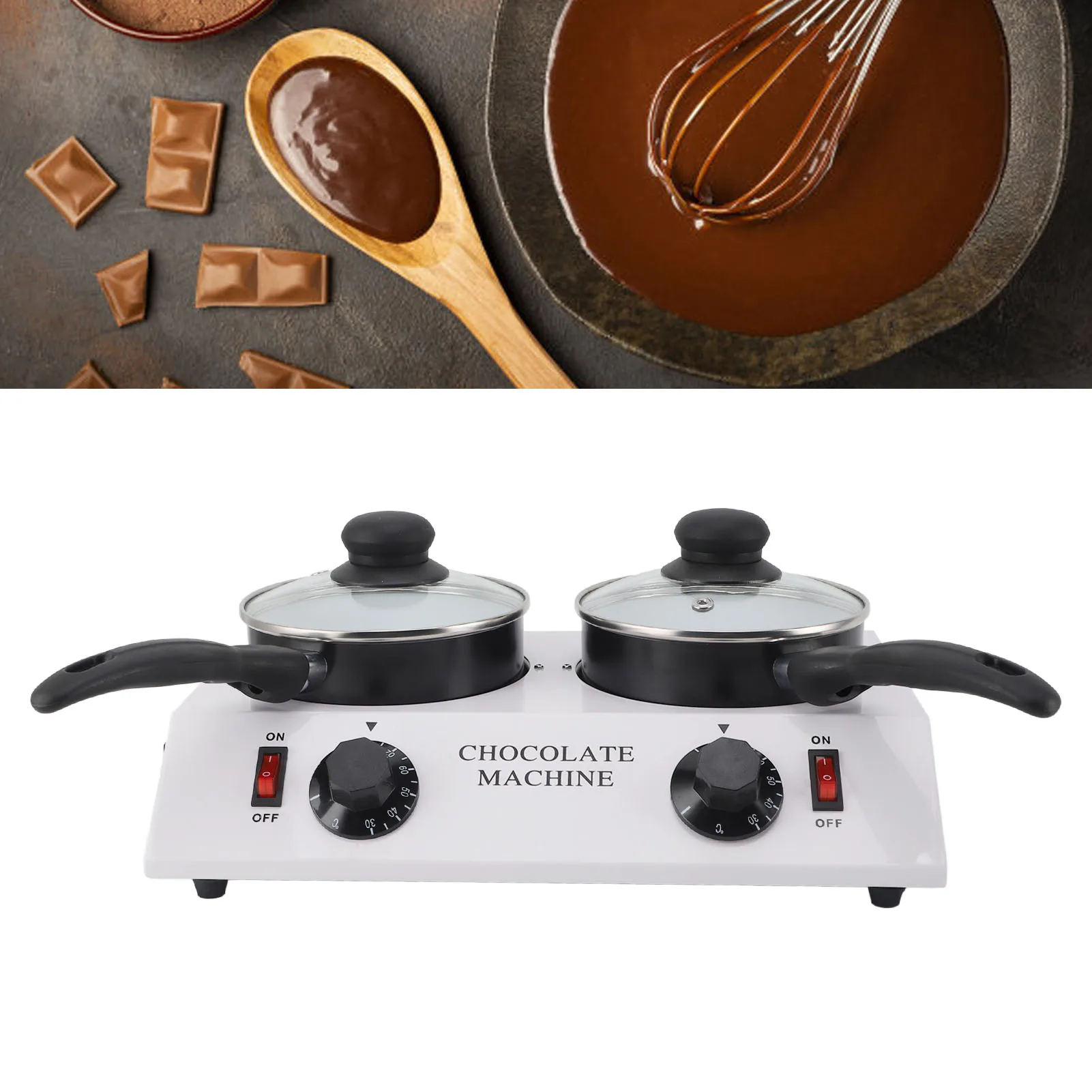 2 خزانات آلة صهر الشوكولاتة درجة حرارة ثابتة الألومنيوم غير عصا آلة الشوكولاته اليدوية 2 كجم