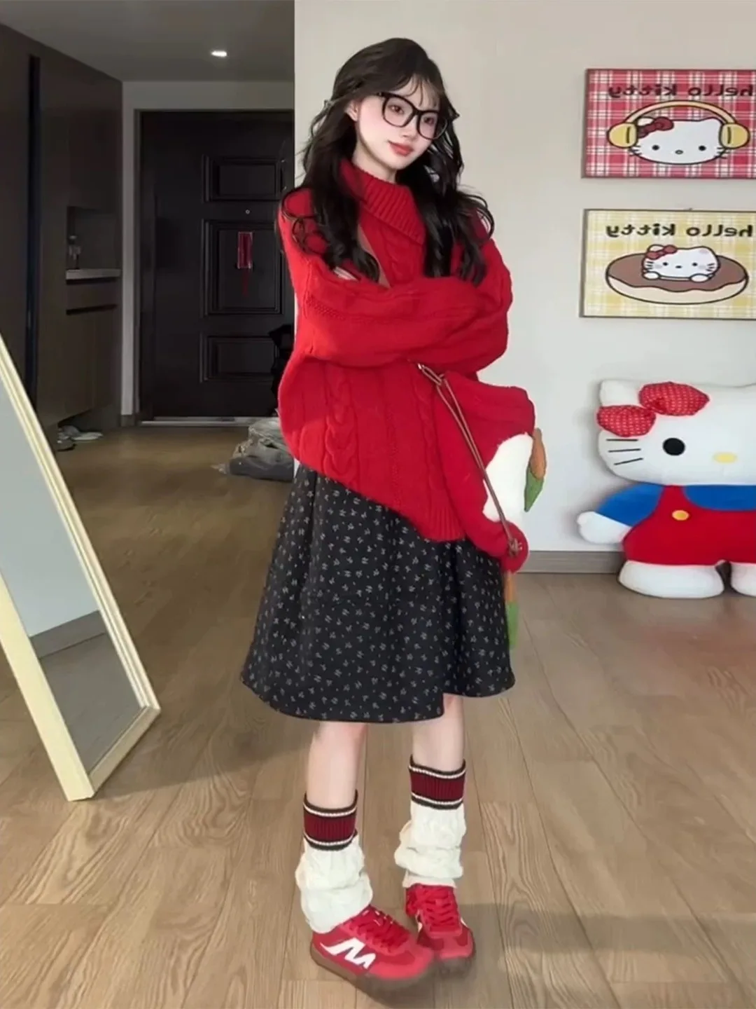 Pull tricoté rouge à col haut pour femme, haut Unique et beau, Cisas Faionable, Thi Long Sve, nouvelle collection hiver