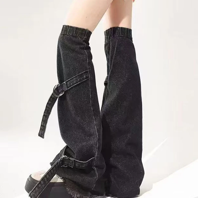 Denims Leg Warmers for Women Sweet Cool Flared Leg Warmers Punk Long Leg Socks Fashion Leg Covers Streetwear