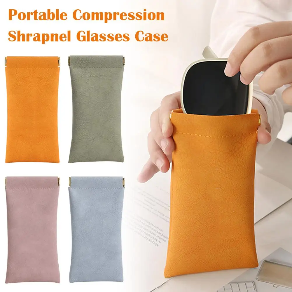 Automatic closing Glasses Bag Cortex Texture Glasses Storage Shrapnel Bags Glasses Mouth Case 18×9cm Automatic Closed Stora U1K6