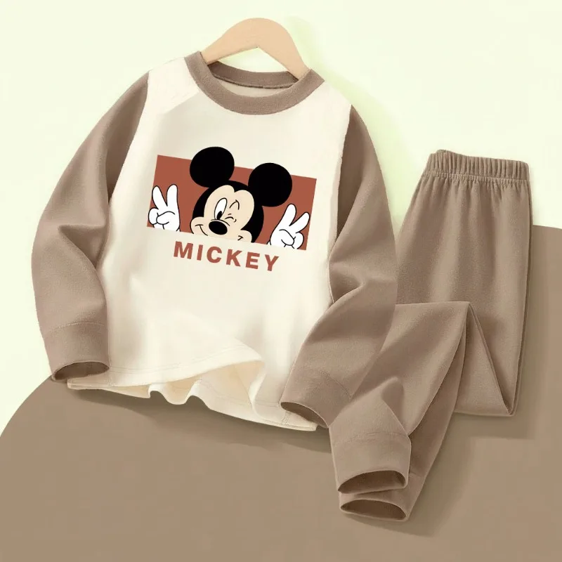 Autumn and Winter Children's Comfy Soft Spliced Long Sleeve Sleepwear Sets Cartoon Printed Boys Casual Home Clothing Set Pijamas