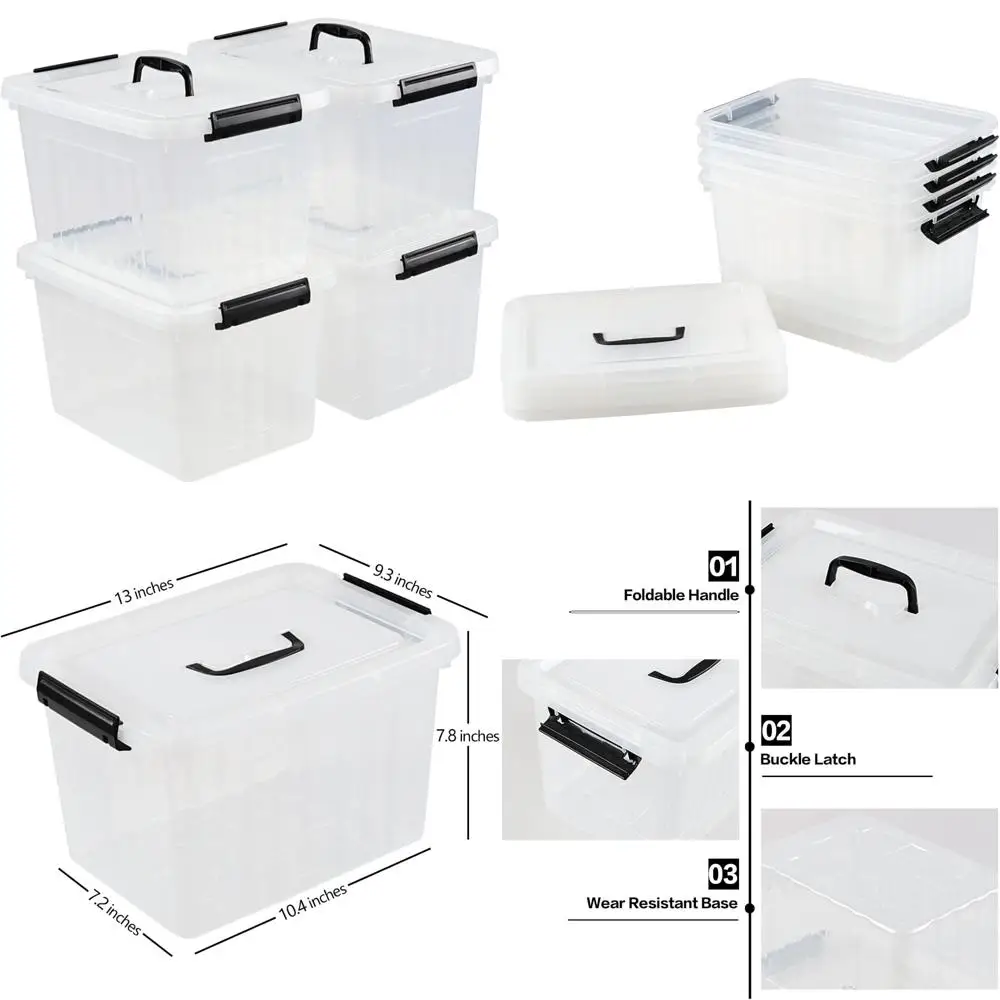 

Набор из 4 прозрачных пластиковых контейнеров с защелкой и крышками для организации дома