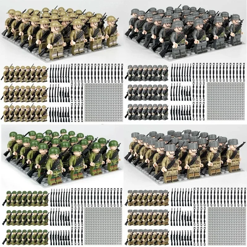 Square B1-B5 national army building block doll set 24pcs small particle assembled toys, building block toys