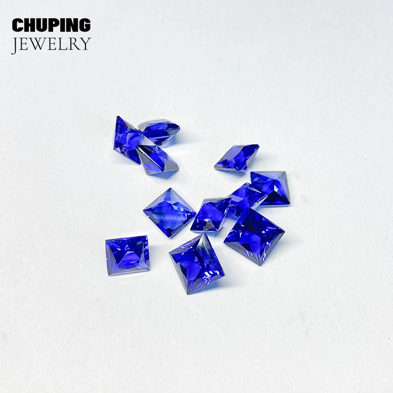 ChuPing SQ Princess Shape Lab Royal Blue Flame Melted With AGL Certificate Loose Royal Blue Gemstones Cultivate Sapphire