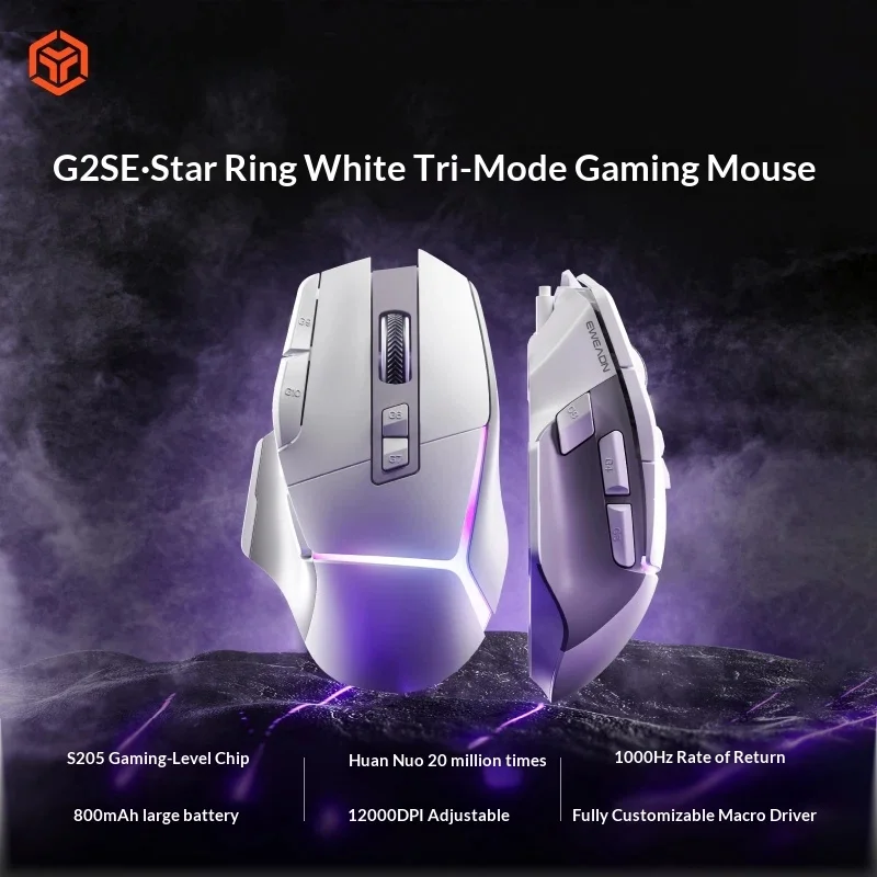 Eweadn G2 Tri Mode Wireless Gaming Mouse Lightweight For Medium And Large Hands Bluetooth Wired Office Gaming Computer Laptop