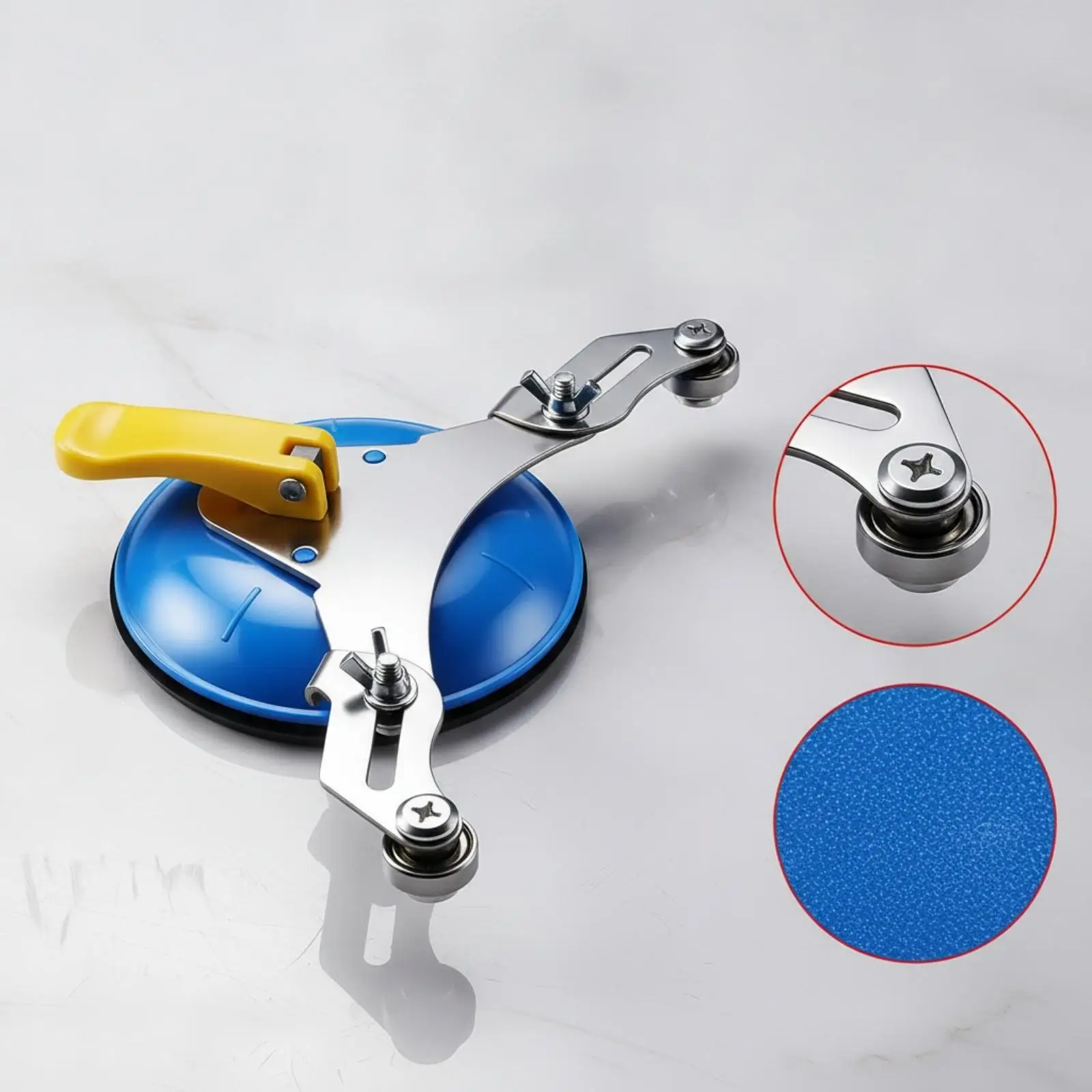Tile Hole Positioning Tool with Carbon Steel Plate and Rubber Base for Plumbing Openings and Bathroom Fitting Work