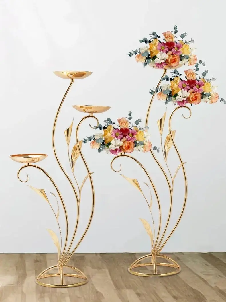 Hochzeits-Blumenständer in Gold und Schwarz, Hintergrund für Verlobungs- und Geburtstagsfeiern, Einweihungsgeschenk für Festlichkeiten – Detail 4