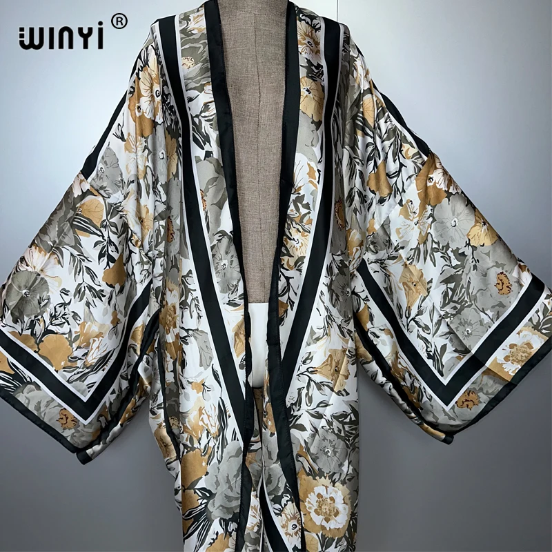 ชุดกิโมโน WINYI สำหรับผู้หญิงแอฟริกัน ฤดูร้อน ชุดมุสลิมสไตล์โบฮีเมียน เสื้อคลุมคาร์ดิแกนทรงหลวมแบบอาบายะ ชุดลำลองชายหาด ชุดคลุมชายหาดสไตล์โบฮีเมียน ชุดเดรสสำหรับงานปาร์ตี้ คาฟตัน