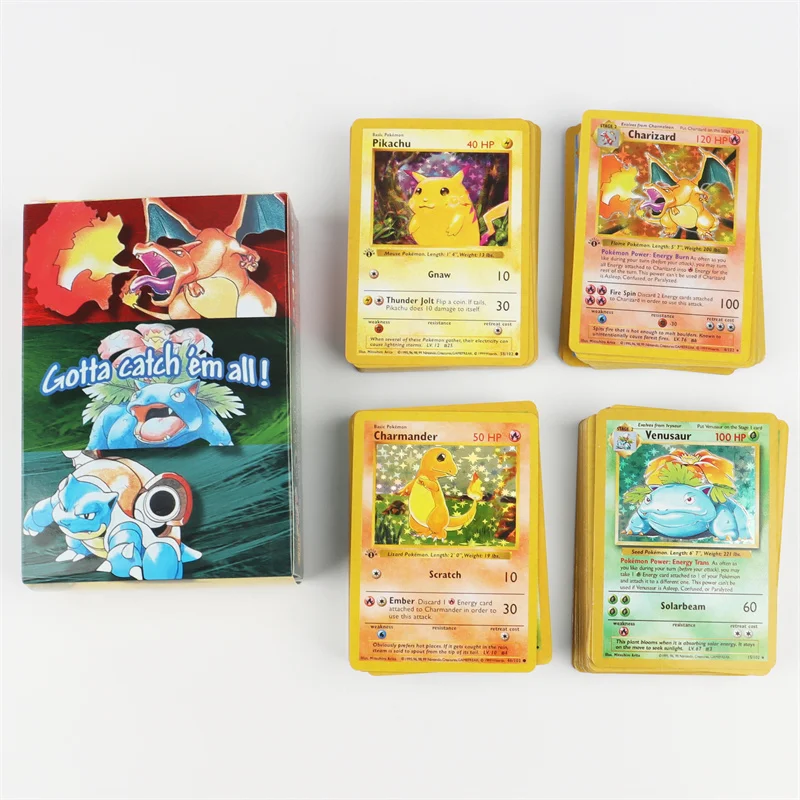 151Pcs/Box Pokemon Flash Cards Limited Edition Charizard Blastoise Venusaur pikachu 1996 First generation Collection Cards