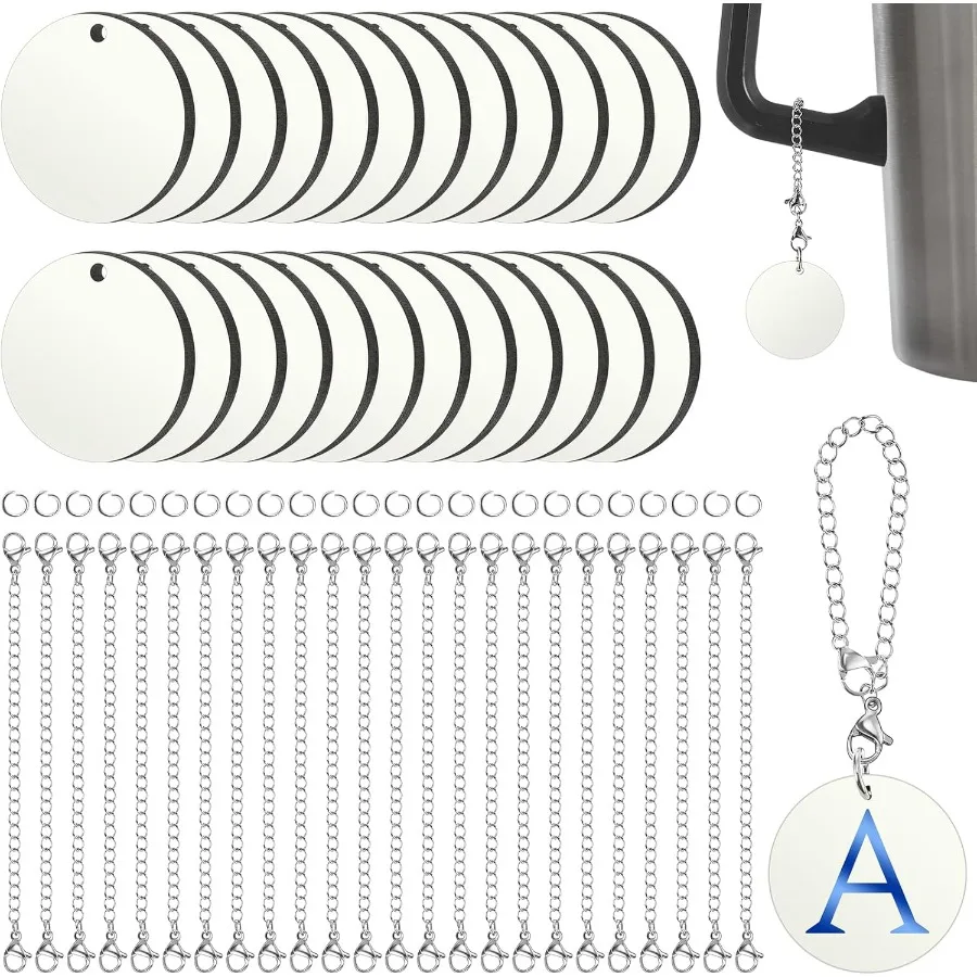 

Sublimation Charm Accessories for Cup me ID Charm for Tumbler Cup MDF Single Side Sublimation Blanks Bulk with Chains Jump Ring