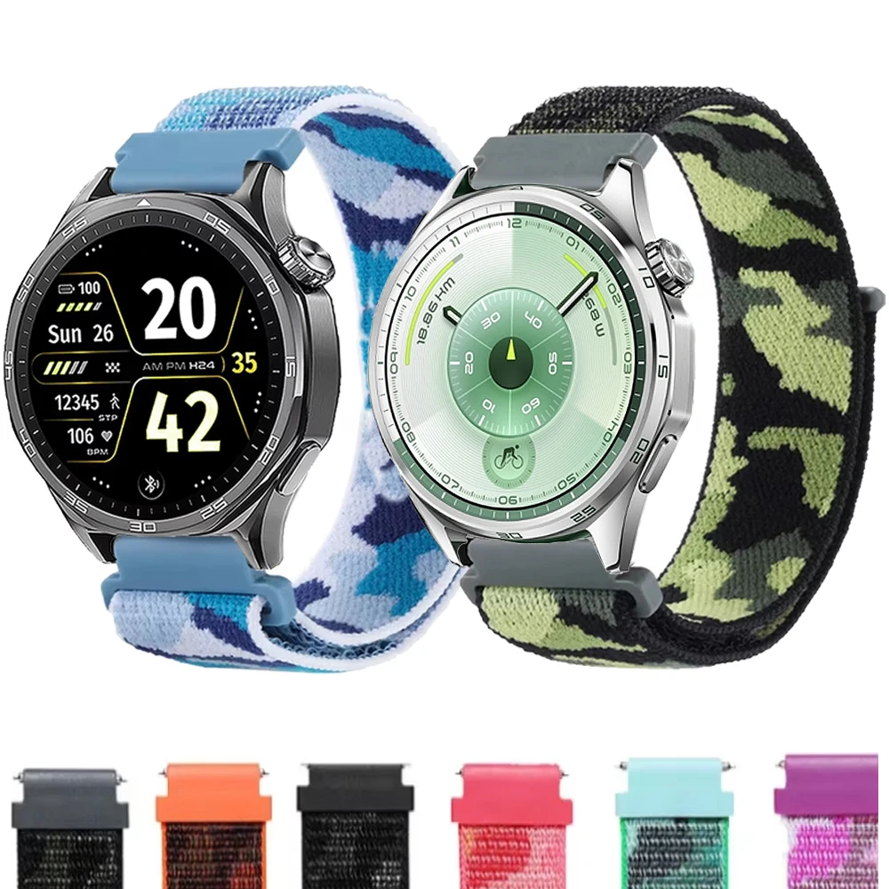 20 مللي متر 22 مللي متر النايلون حلقة حزام لهواوي ساعة 5/4/GT6/5/4 برو 46 مللي متر التمويه سوار حزام Amazfit التوازن 2 سامسونج ساعة 7 6 5