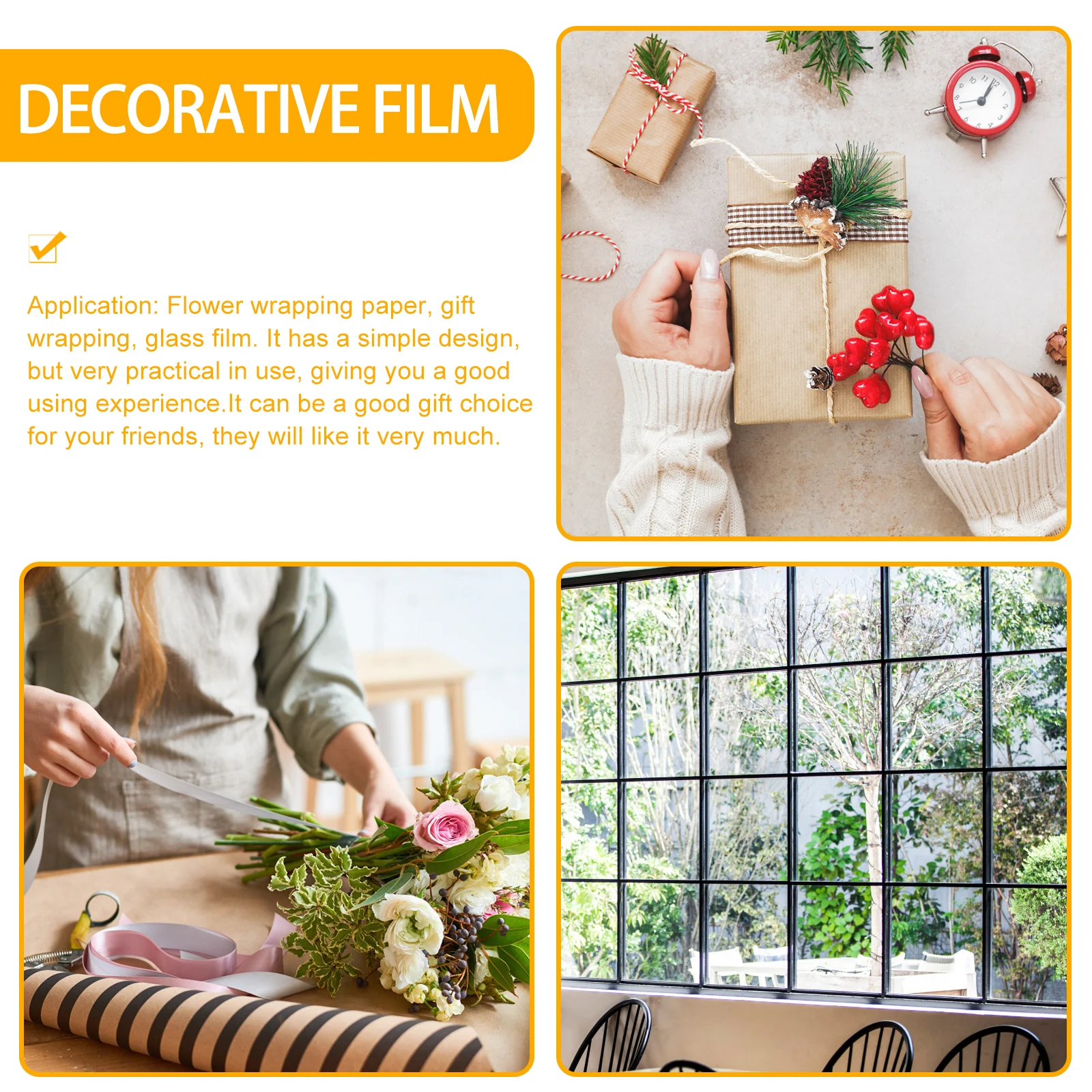 

Flower Wrapping Paper Glass Decorative Film Packing Cellophane Window The Pet Films