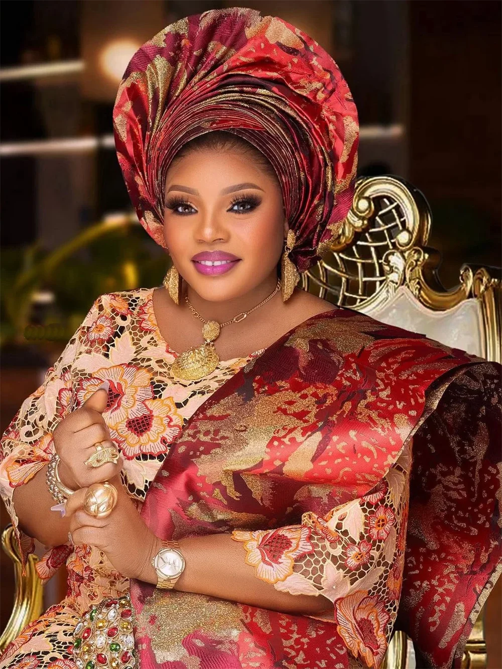 

2 шт./пакет, высококачественный 3D Sego Gele Hayes, оригинальный головной убор, ткань с вышитым принтом для женщин, модное свадебное шитье