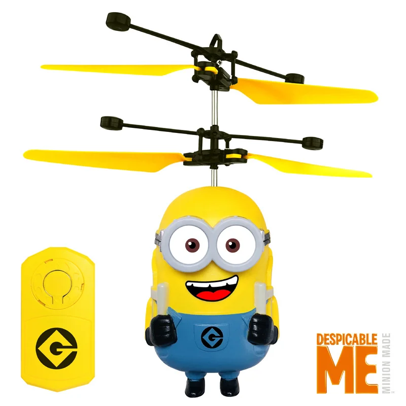 Minionki Indukcyjne Hovering Bezpieczne Odporne na upadek Mini helikoptery Zabawki z kreskówek Akumulatorowe helikoptery RC Prezent urodzinowy dla