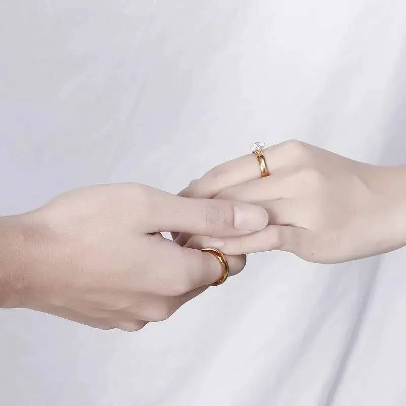 

Gold-Color Stainless Steel Couple Rings Set for Women and Men, Engagement, Wedding Band, Valentine's Day Gift, Fashion, 2022