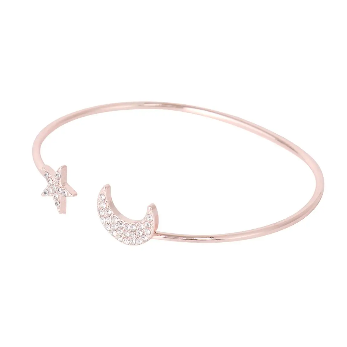 

Moon Bracelet Rhinestone Opening Beautiful Stars Adjustable Fashionable Shining Bracelet for Woman (Rose Golden)