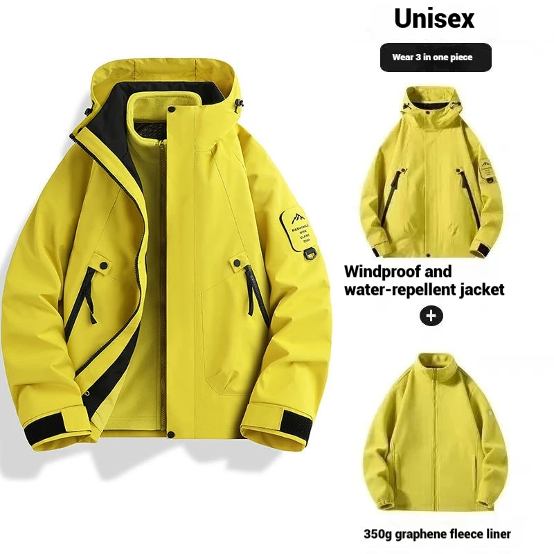 

Men's Autumn Winter Windproof Thickened Trench Coat Jacket Water Repellent Plus Size Mountaineering Outdoor Warm Two Piece