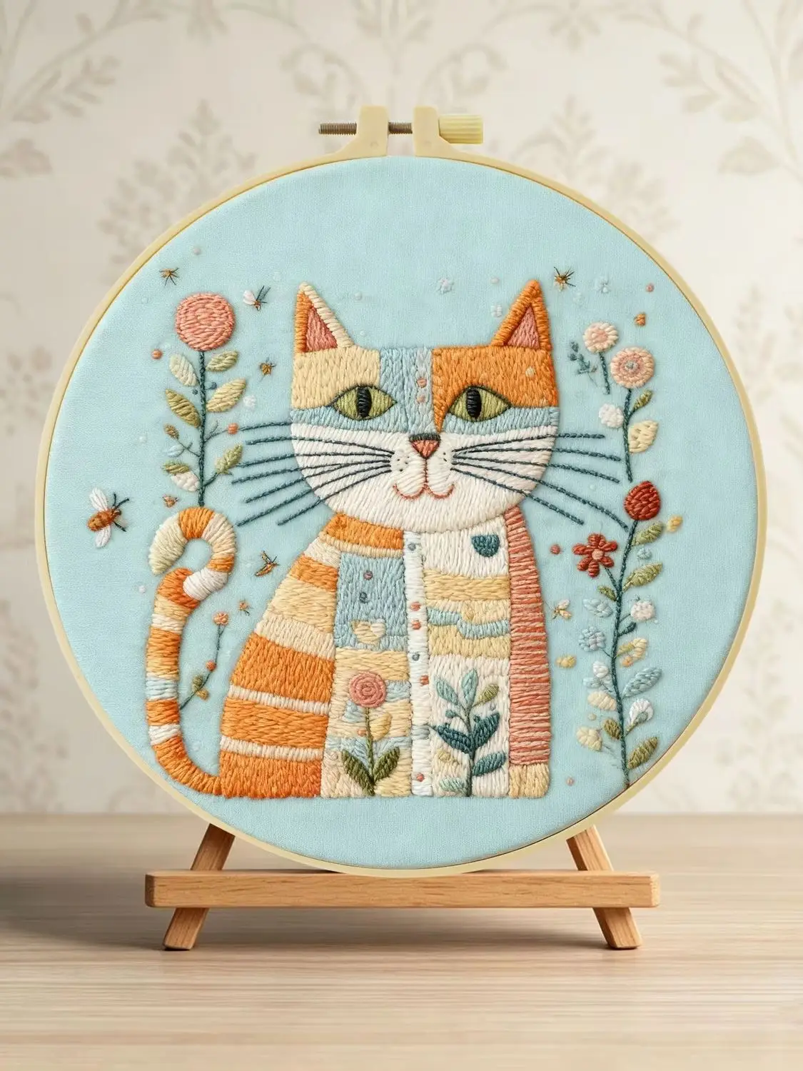 1 Stück DIY Stickerei-Material-Set für Anfänger, Stickerei-Starter-Kit, Kreuzstich-Kunst als Geschenk, Näh- und Bastelzubehör – Detail 1