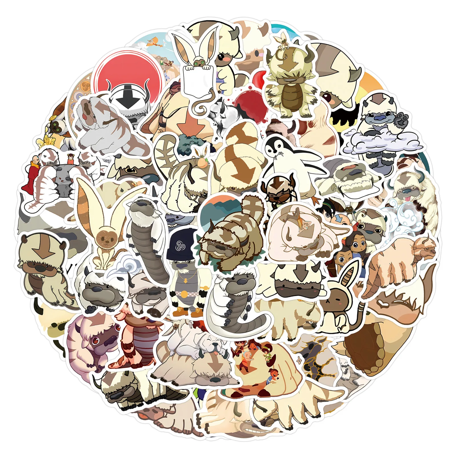 10/30/50/110 قطعة الصورة الرمزية: آخر Airbender Appa ملصق DIY على الجليد المحمول الأمتعة الكرتون الكتابة على الجدران الشارات ملصق للطفل