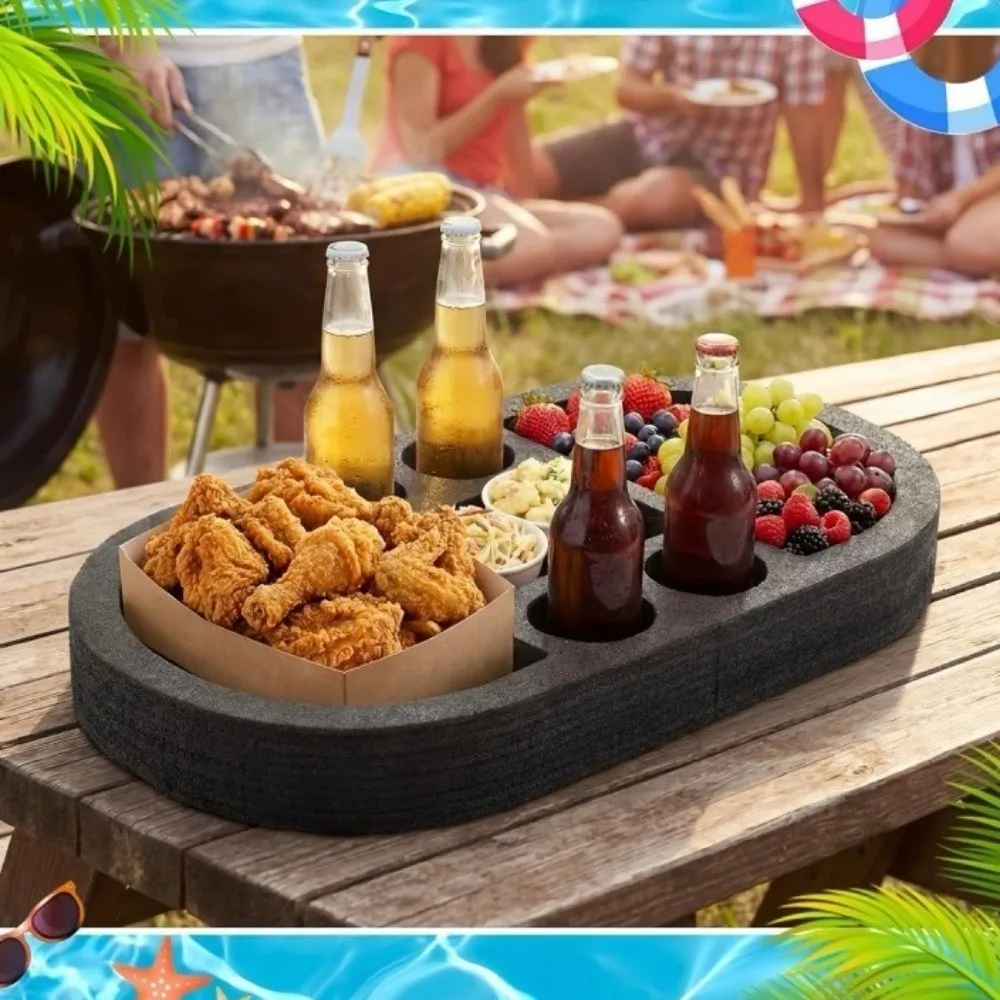 Creative Multi-Function Swimming Pool Floating Tray Waterproof Stable Floating Drink Rack Multi-Hole Pool Drink Float Hot Spring