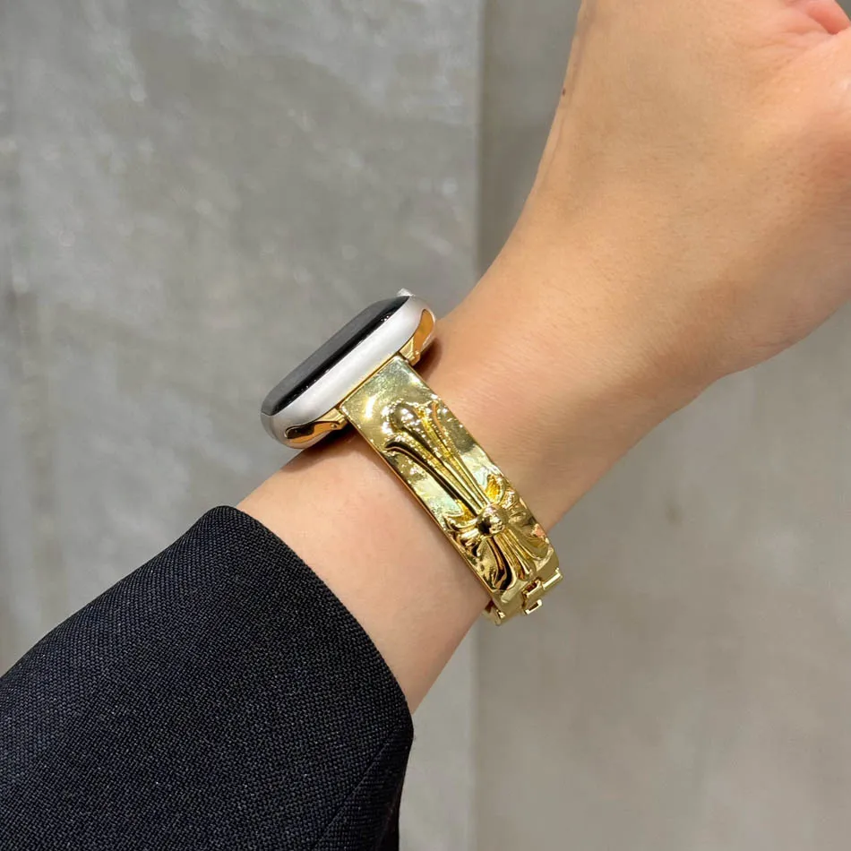 سوار ساعة Apple Watch متوافق مع 38 مم 40 مم 41 مم 42 مم 44 مم 45 مم 46 مم 49 مم، سوار معدني نحاسي فاخر، سلسلة iWatch 10 9 8 7 6 5 4 3 2 SE Ultra، حزام ساعة للجنسين