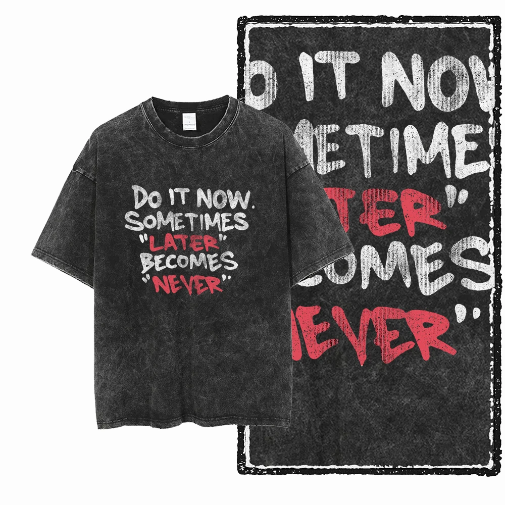 Slogan and Motivational Graphic Tees Vintage Washed Black Oversized Streetwear Collection for Statement and Philosophy Lovers