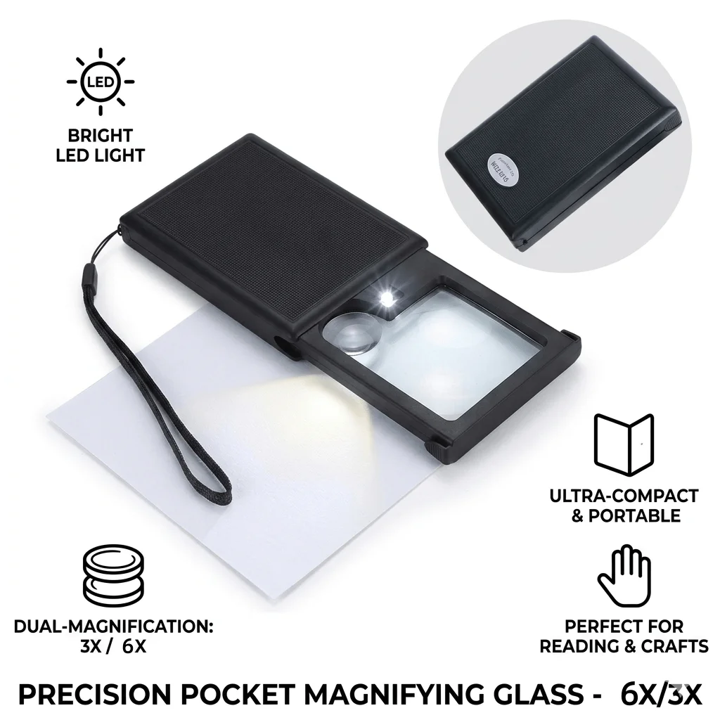 3X 6X Pull-out Reading Magnifying Glass With LED Light UV Portable Mini Pocket Magnifier Jewelry Appraisal Handheld Loupe
