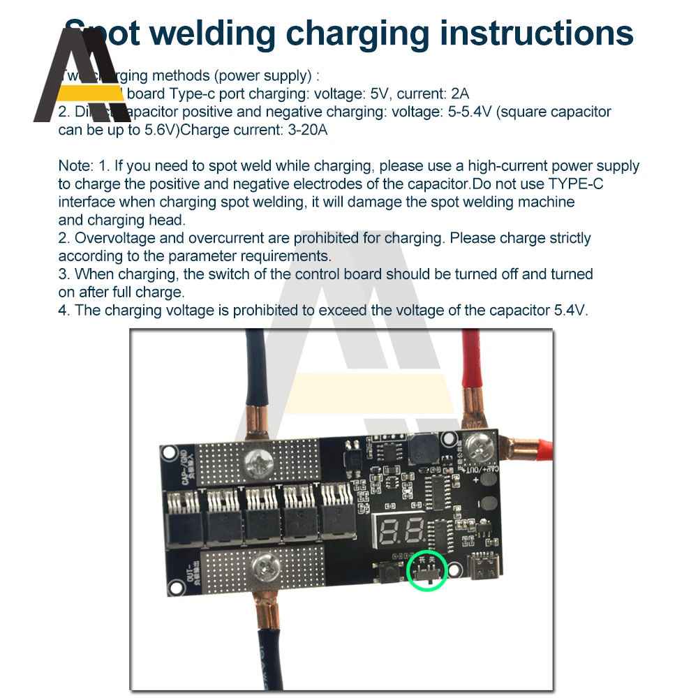 5V Farad Condensatori Kit saldatore a punti 18650 Batteria PCB Scheda di controllo del circuito Saldatrice a punti per condensatori Farad Saldatura