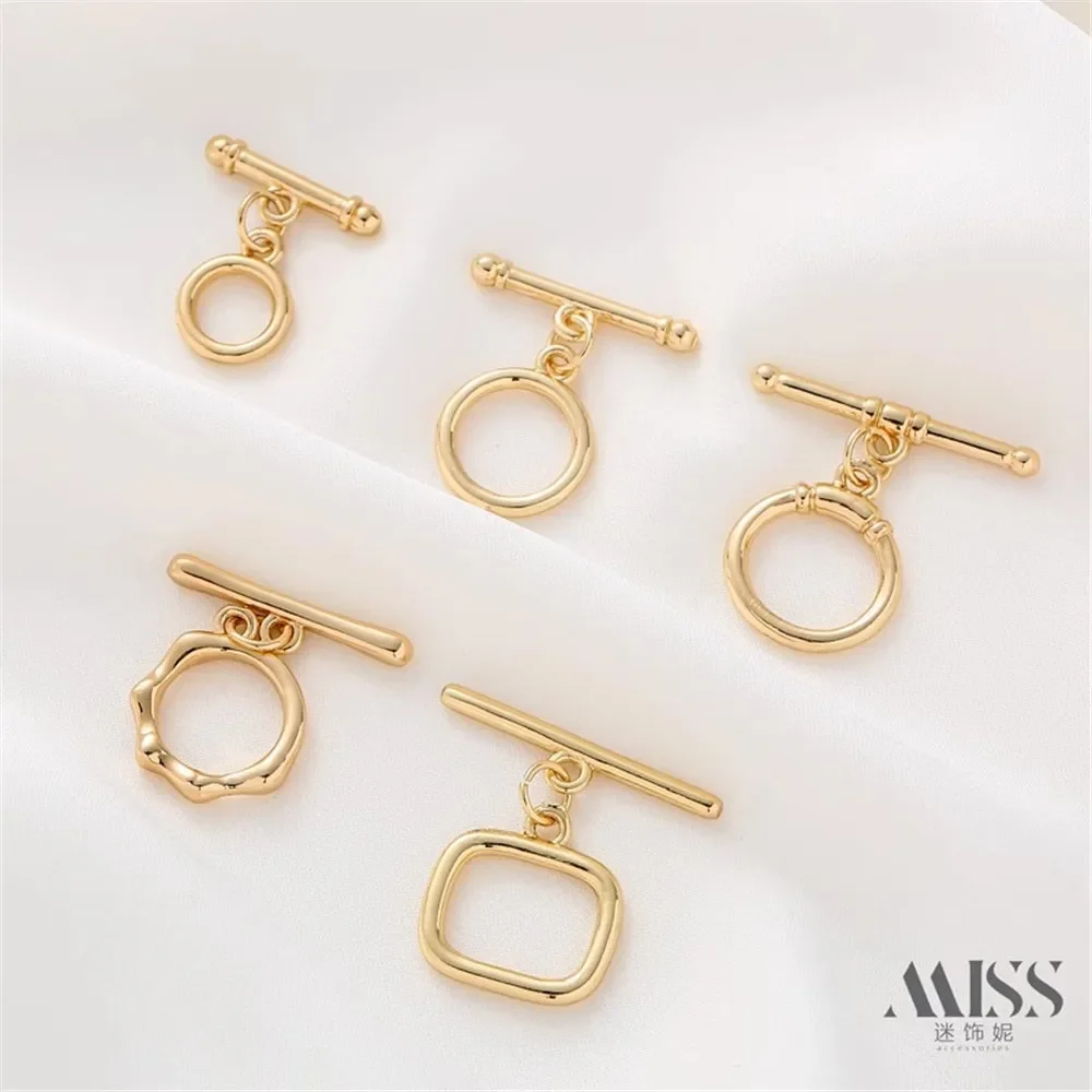 14k Gold-plated Smooth Round Square Plain OT Buckle Bracelet Buckle Necklace Buckle Connection Buckle DIY Jewelry Accessories