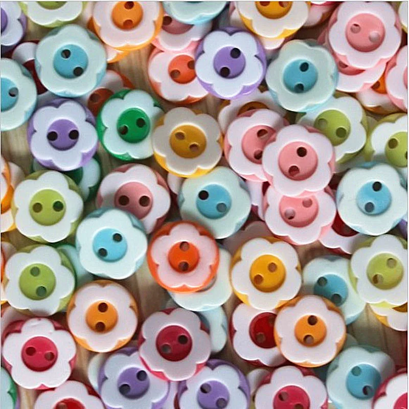 100Pcs Resin Flower Buttons Children\'s Clothing Button Sewing Button for Decoration Handmade Craft Scrapbooking DIY 12.5mm