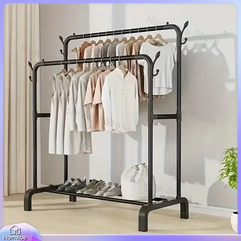 multifunctional-wall-mounted-coat-rack-with-double-hanging-rods-rattan-and-stainless-steel-clothes-hanger-for-bedroom-hallway