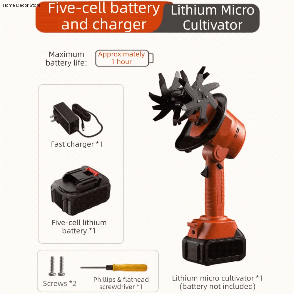 Battery Powered Electric Tiller Electric Rotary Portable Design Handheld Garden Cultivator Soil Loosening Handheld Style