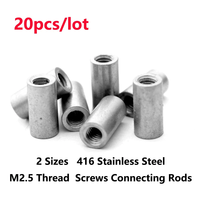 20pcs/Set M2.5 Stainless Steel Screw Rod Connecting Round Studs Knife Tools DIY Making Accessories Parts Nails Link Threaded Nut