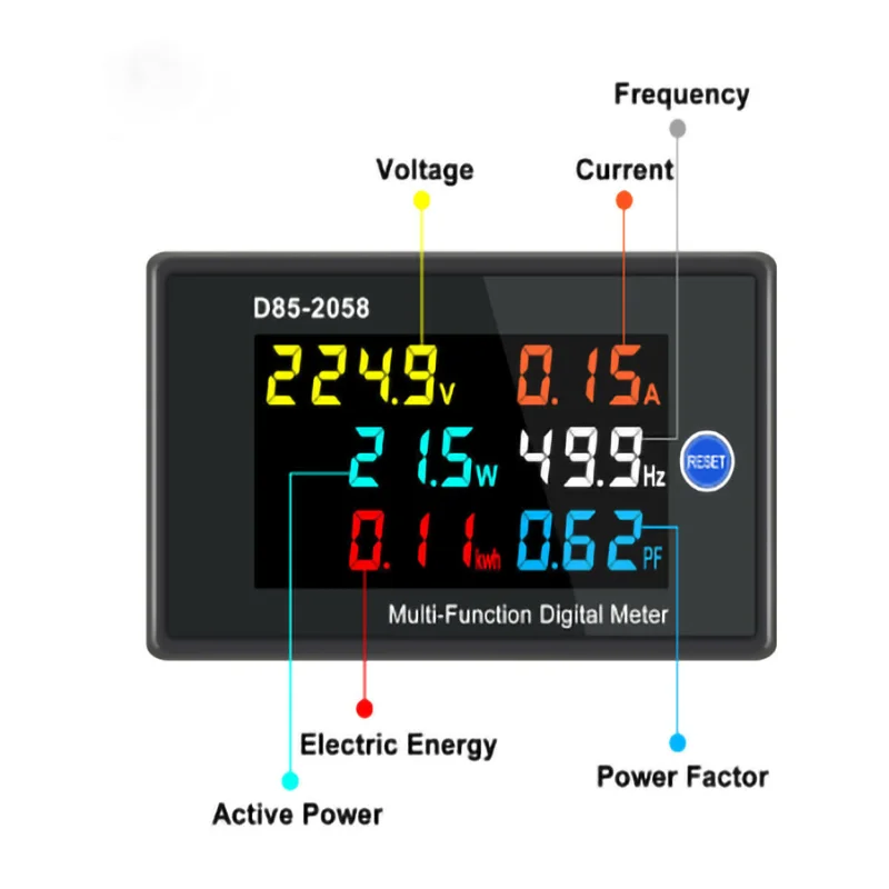 

D85-2058 однофазный цифровой ЖК-дисплей AC панельный инструмент для мониторинга напряжения, тока, частоты и мощности