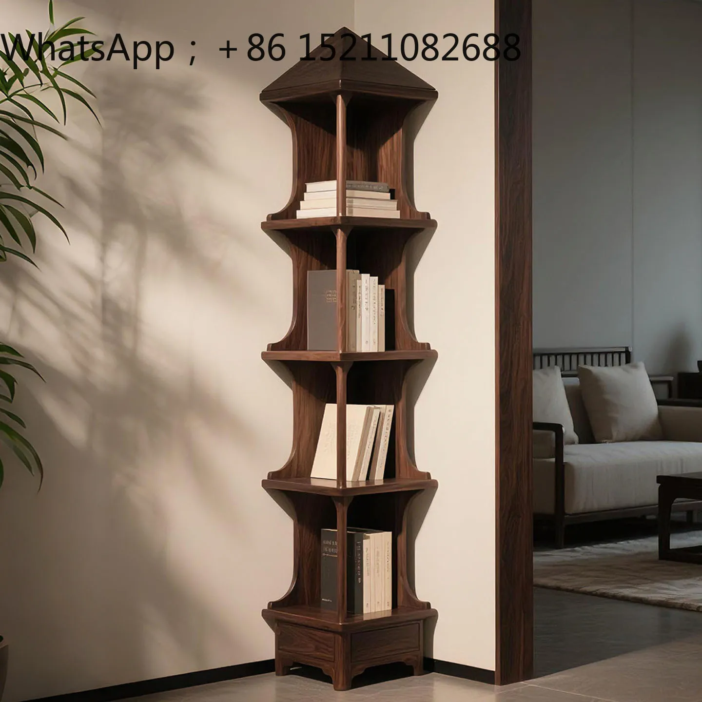 SCY ash wood bookcase solid wood living room shelf light luxury high-end display rack storage rack