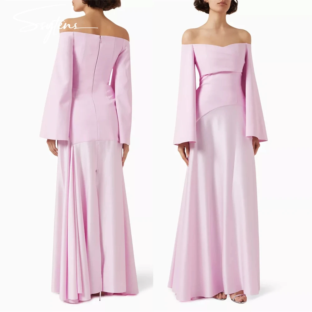 Elegant Pink Evening Dresses Customized Off Shoulder Long Formal Occasion Prom Gowns Wedding Party Dress for Women فساتين سهرات